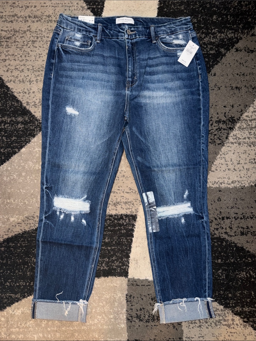 Flying Monkey Distressed Mid-Rise Ankle Skinny Jeans 34x27